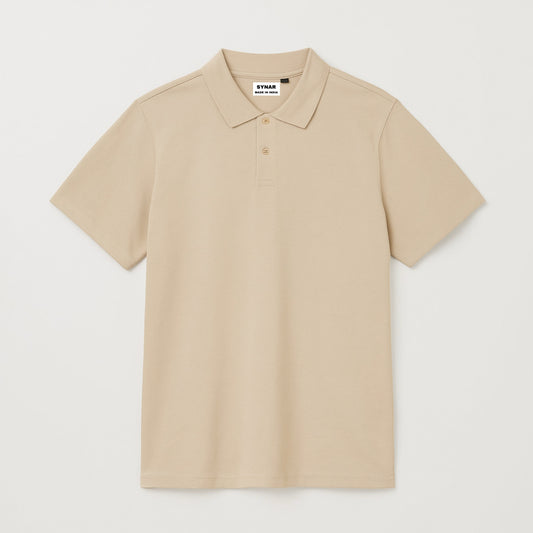 Classic Polo T-Shirt – 220 GSM Premium Cotton in Sand Beige colour