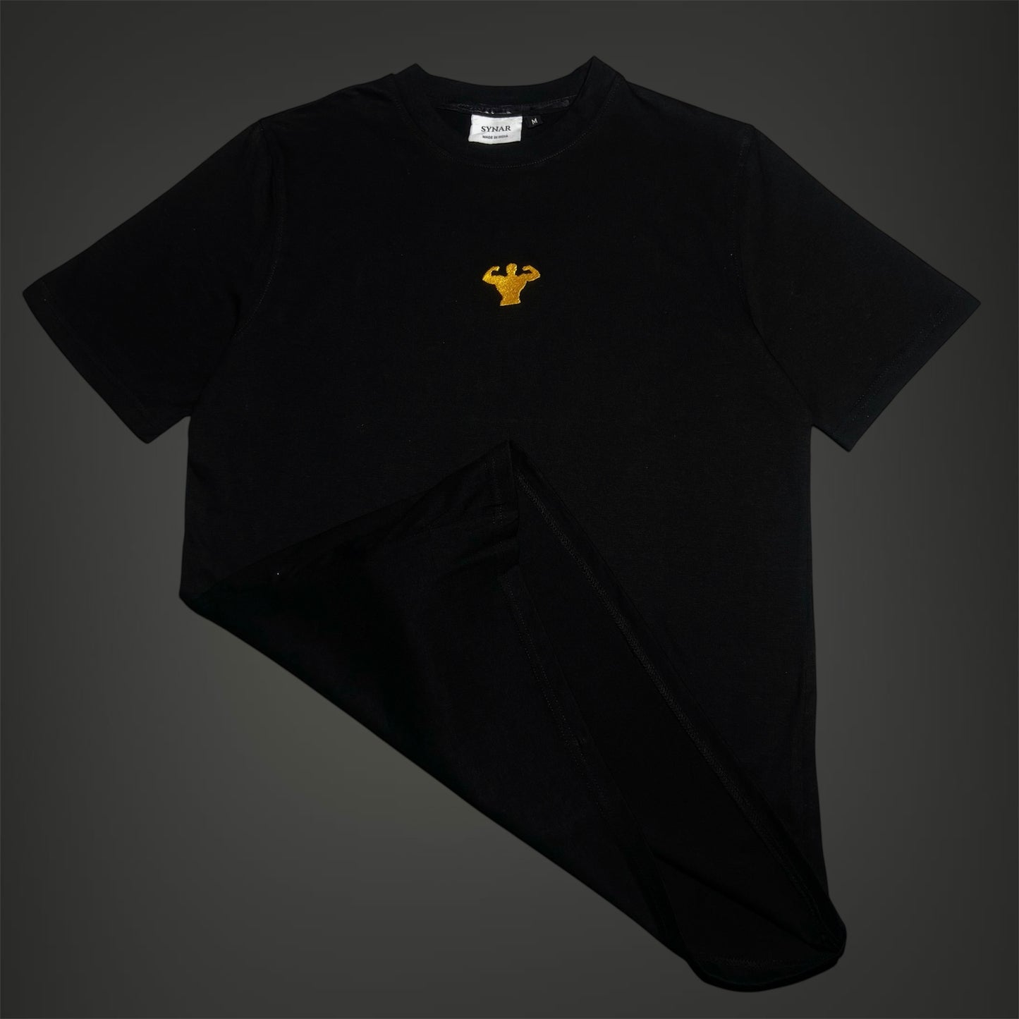 T-Shirt – 210 GSM Premium Cotton in Black with Gold Embroidery