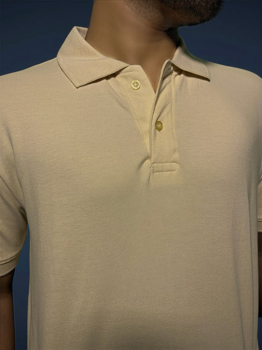 Classic Polo T-Shirt – 220 GSM Premium Cotton in Sand Beige colour
