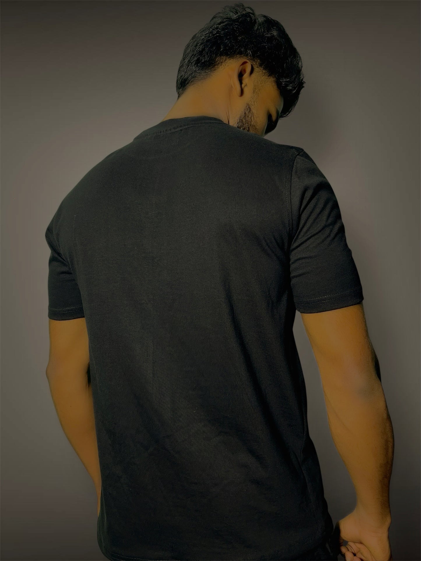 T-Shirt – 210 GSM Premium Cotton in Black with Gold Embroidery