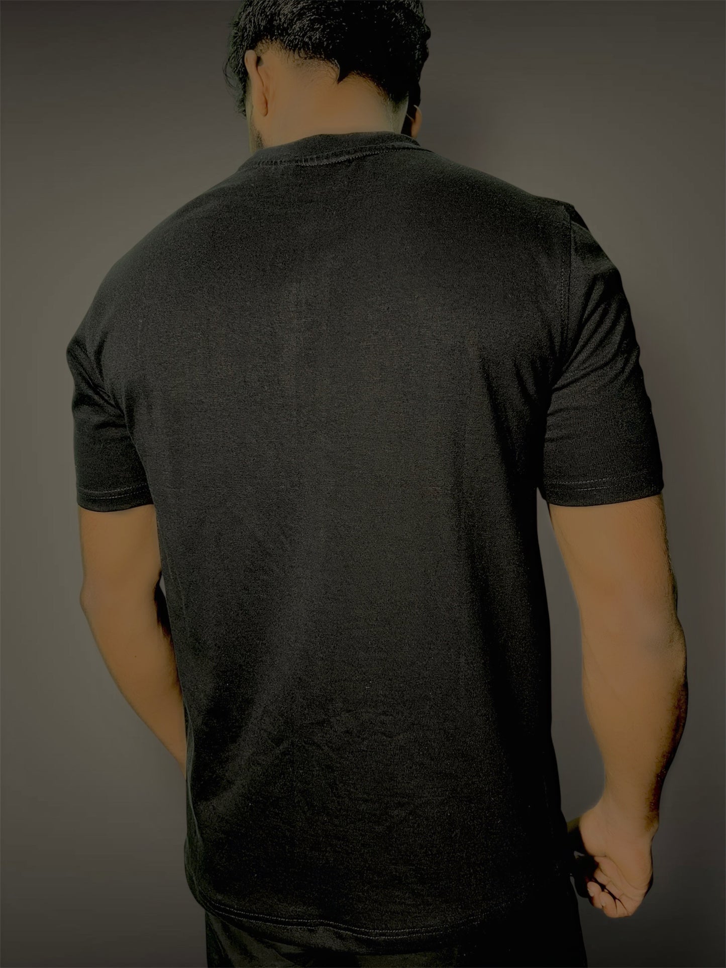 T-Shirt – 210 GSM Premium Cotton in Black with Gold Embroidery