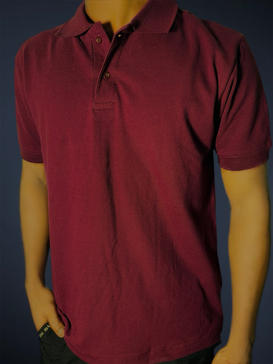 Refined Polo T-Shirt – 220 GSM Premium Cotton in Maroon