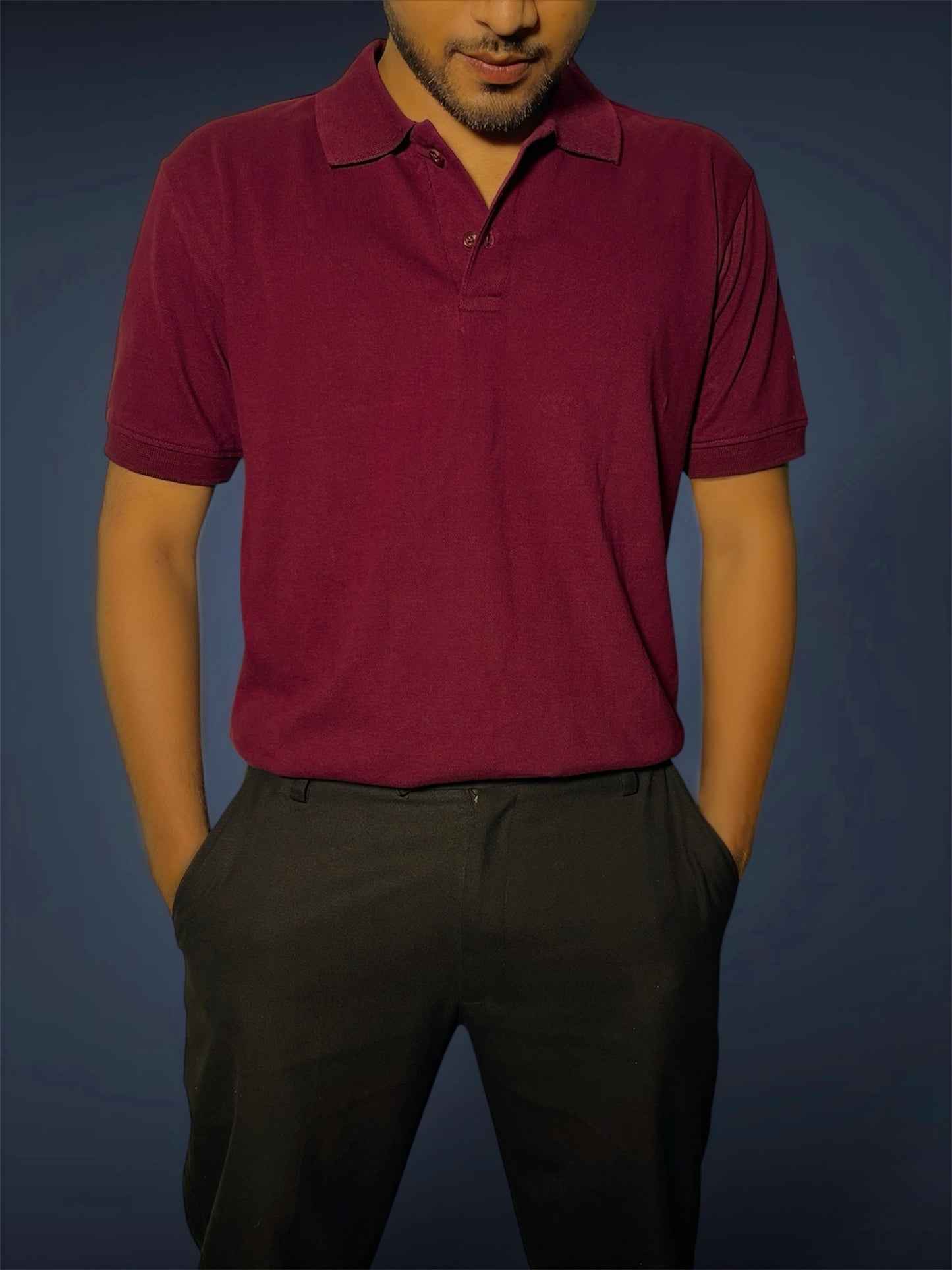 Refined Polo T-Shirt – 220 GSM Premium Cotton in Maroon